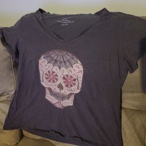 Torrid T-shirt blue/gray sugar skull size 3